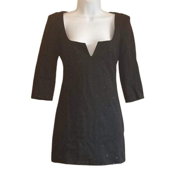 Lucy Paris Black Art Deco Embroidered Mini Dress Small - Picture 1 of 2